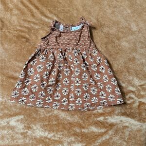 Carter's Newborn Rust Brown Floral Print Tie-Shoulder Newborn Baby Dress